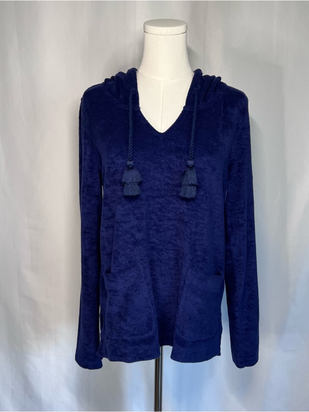 Vineyard Vines Navy Plush V-Neck Hoodie Sweater